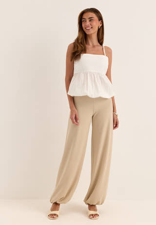 Soft Balloon Pants Beige