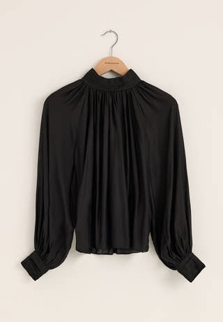 Sheer Flowy Blouse Black