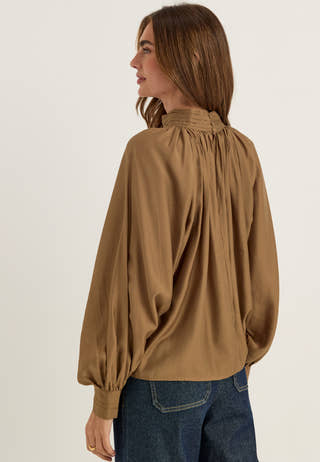 Sheer Flowy Blouse Brown