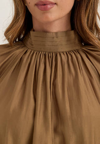 Sheer Flowy Blouse Brown