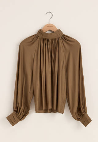 Sheer Flowy Blouse Brown