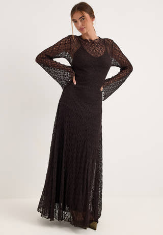 Lace Ankle Dress Brown