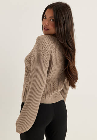Cable Knit Cardigan Beige