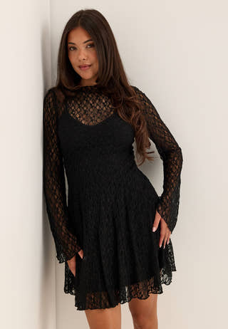Lace Mini Dress Black