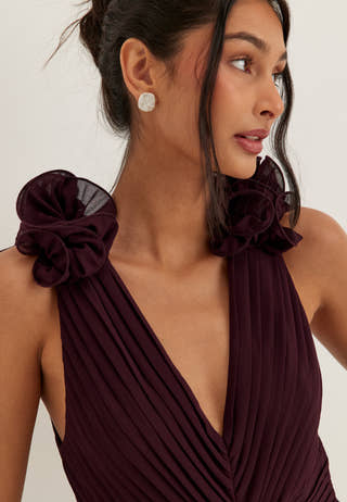 Frill Ruffle Chiffon Gown Purple