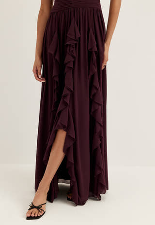 Frill Ruffle Chiffon Gown Purple