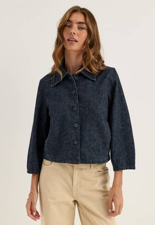 Slfrelaxed Hanny 3/4 DENIM JACKET Blue