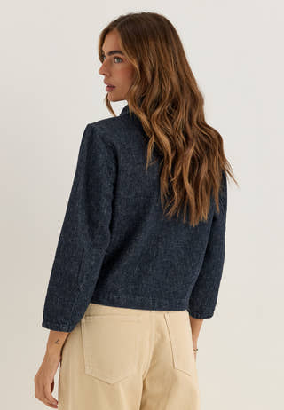 Slfrelaxed Hanny 3/4 DENIM JACKET Blue