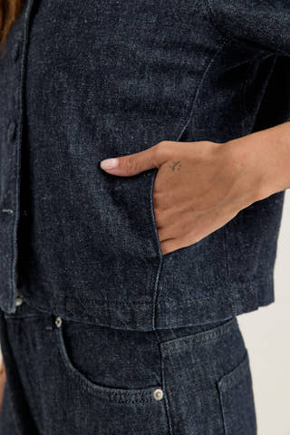 Slfrelaxed Hanny 3/4 DENIM JACKET Blue