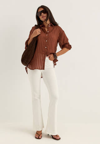 Slftoran Oversized Ls Striped Shirt Striped