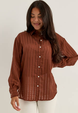 Slftoran Oversized Ls Striped Shirt Striped