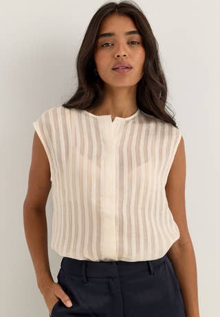 Slftoran Regular Sl Striped Shirt White