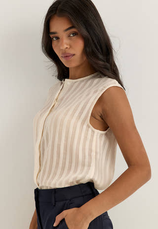 Slftoran Regular Sl Striped Shirt White
