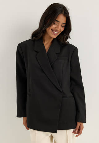 Vmelma Ls Oversized Slit Blazer Black