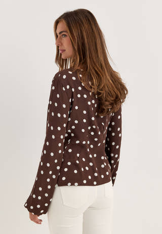 Vmelisa L/S V-NECK BUTTON TOP White