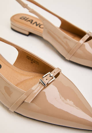Biabari Pointy Flat Slingback Faux Leather