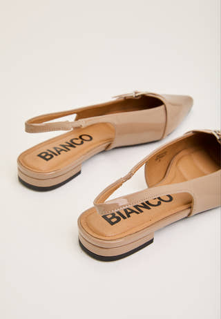 Biabari Pointy Flat Slingback Faux Leather