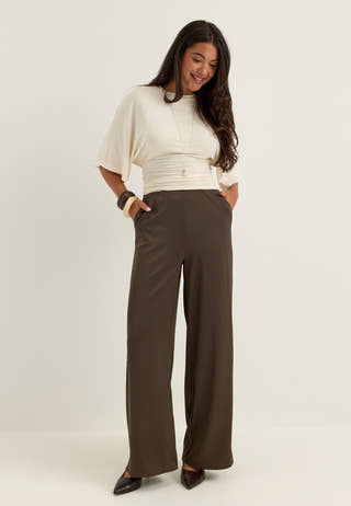 Yaspella Hw Wide Pants Brown
