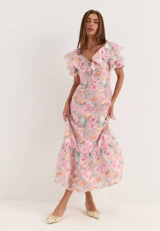 Yasflorina Ss Ankle Dress Pink