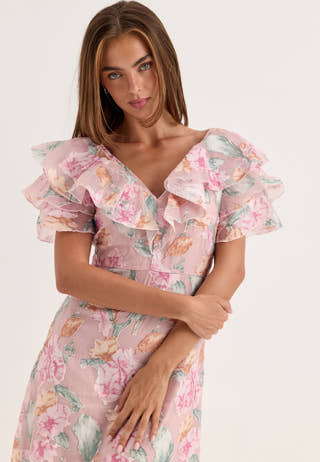 Yasflorina Ss Ankle Dress Pink