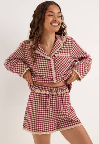 Lisandra Flannel Pajama Shorts Patterned
