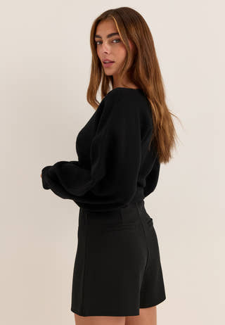 Jersey Wrap Skort Black