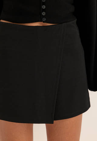 Jersey Wrap Skort Black