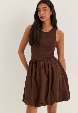 Pcpenya Sl Short Dress Brown