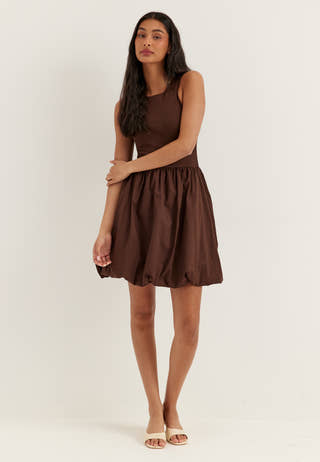 Pcpenya Sl Short Dress Brown