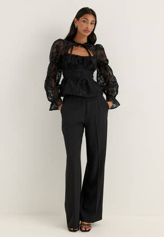 Peplum Blouse Black