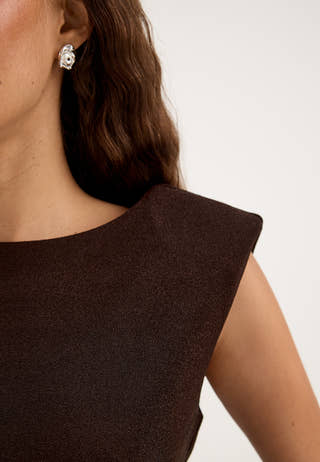Power Shoulder Sparkling Top Purple