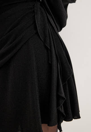 Puff Sleeve Sparkling Short Dress Black