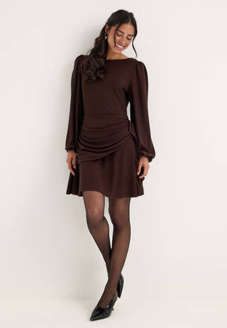 Puff Sleeve Sparkling Short Dress Purple