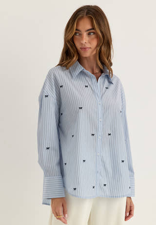 Onloregon Zeidi Ls Bow Shirt Blue