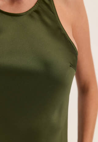 Onlindona S/L Long Lace Satin Dress Green