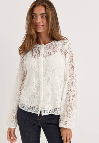 Objlaney L/S LO TOP White