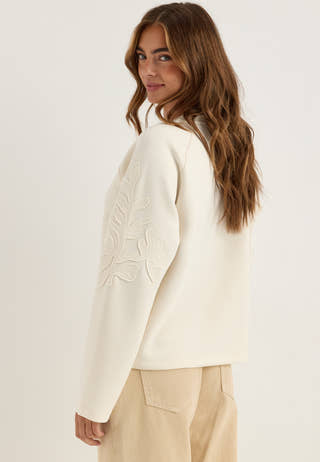 Objandrea Re L/S O-NECK EMB TOP Beige