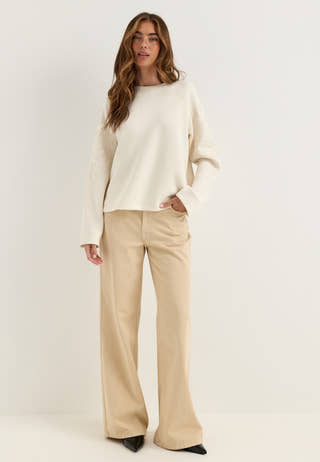 Objandrea Re L/S O-NECK EMB TOP Beige