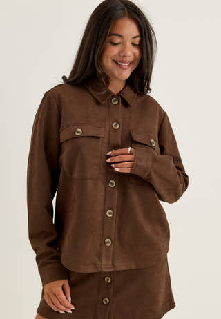 Pcrakel Brushed Shacket Brown