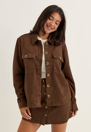 Pcrakel Brushed Shacket Brown