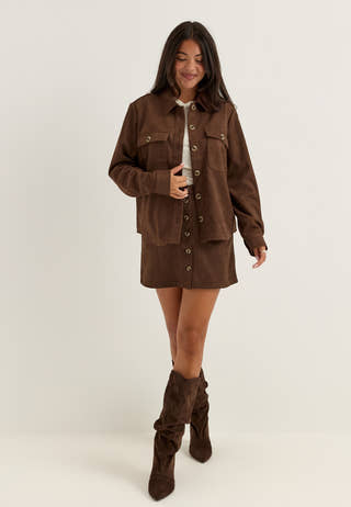 Pcrakel Brushed Shacket Brown