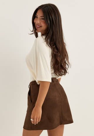 Pcrakel Brushed Hw Short Skirt Brown