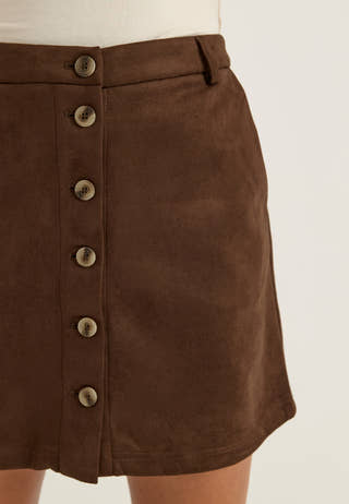 Pcrakel Brushed Hw Short Skirt Brown