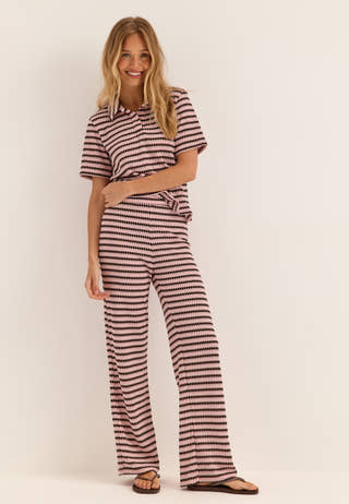 Pcjeya Hw Wide Knit Pant Striped