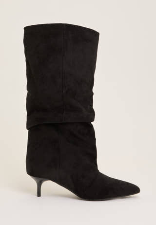 Slouchy Faux Suede Boot Black
