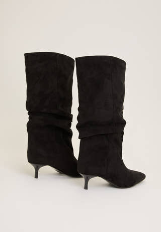 Slouchy Faux Suede Boot Black