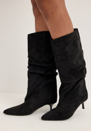 Slouchy Faux Suede Boot Black
