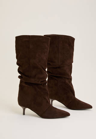 Slouchy Faux Suede Boot Brown