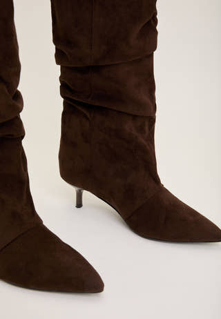 Slouchy Faux Suede Boot Brown