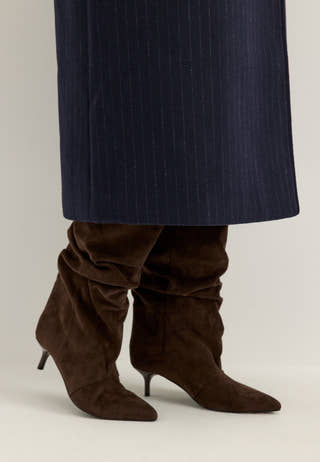 Slouchy Faux Suede Boot Brown